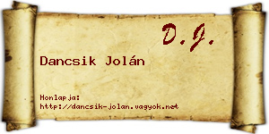 Dancsik Jolán névjegykártya