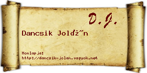 Dancsik Jolán névjegykártya